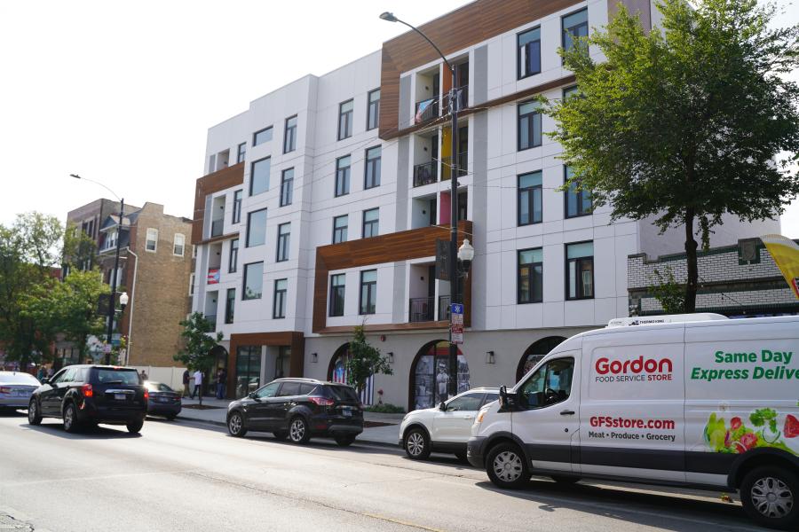 Exterior of Paseo Boriqua near Humboldt Park 