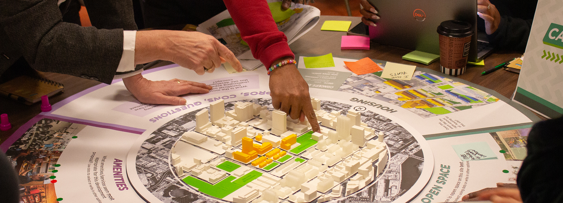 Close-up of a Cabrini NOW meeting display.