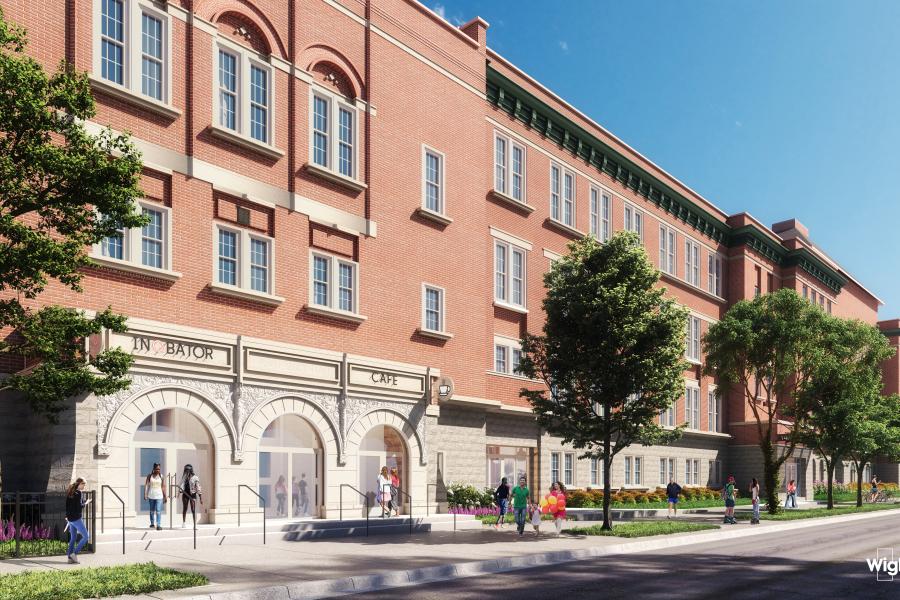 The outside of a building.