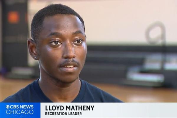 Still of Llyod Matheny, Recreation Leader, being interview on CBS News Chicago.